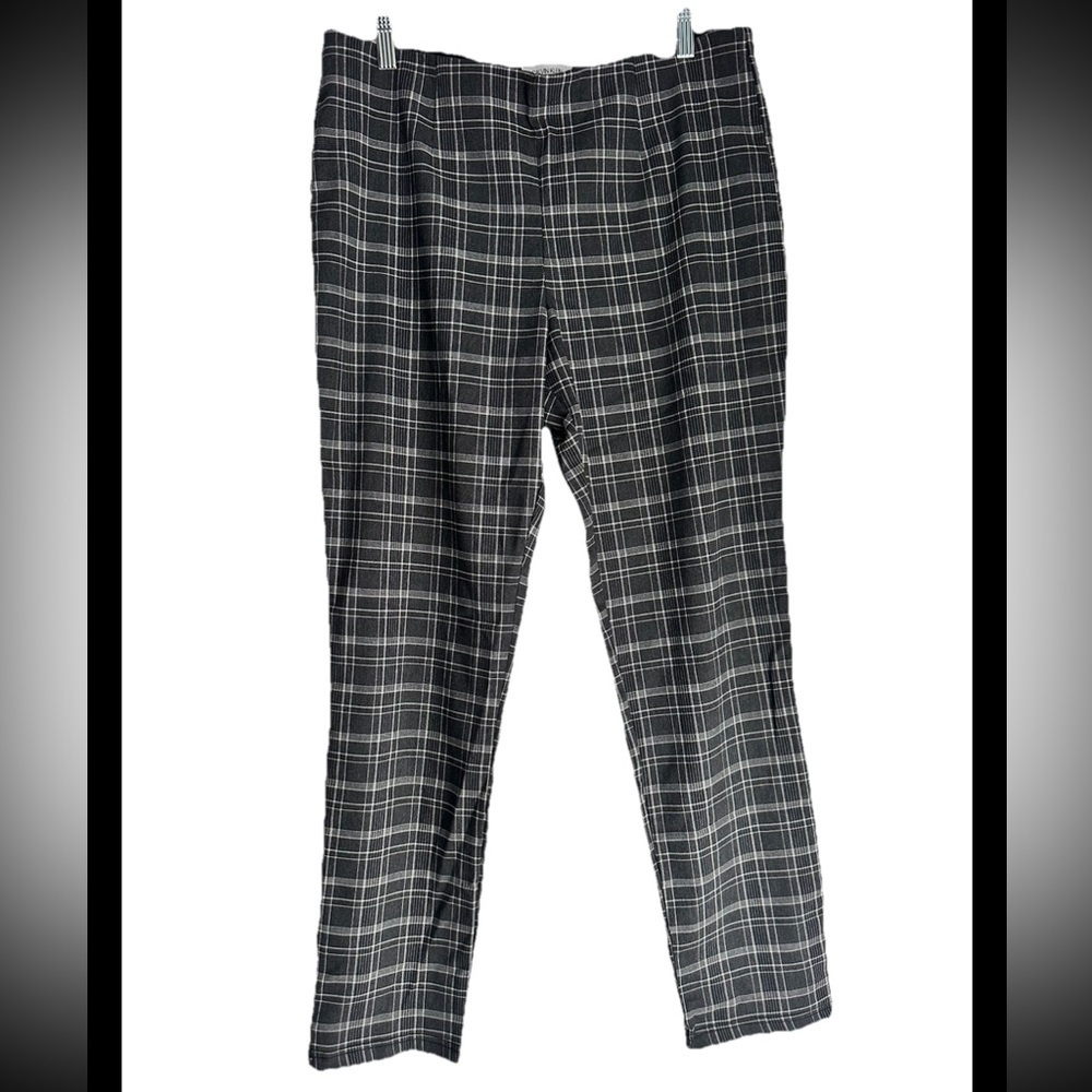 CALVIN KLEIN Women’s Black Gray WindowpanePull-On  Pants Sz 12